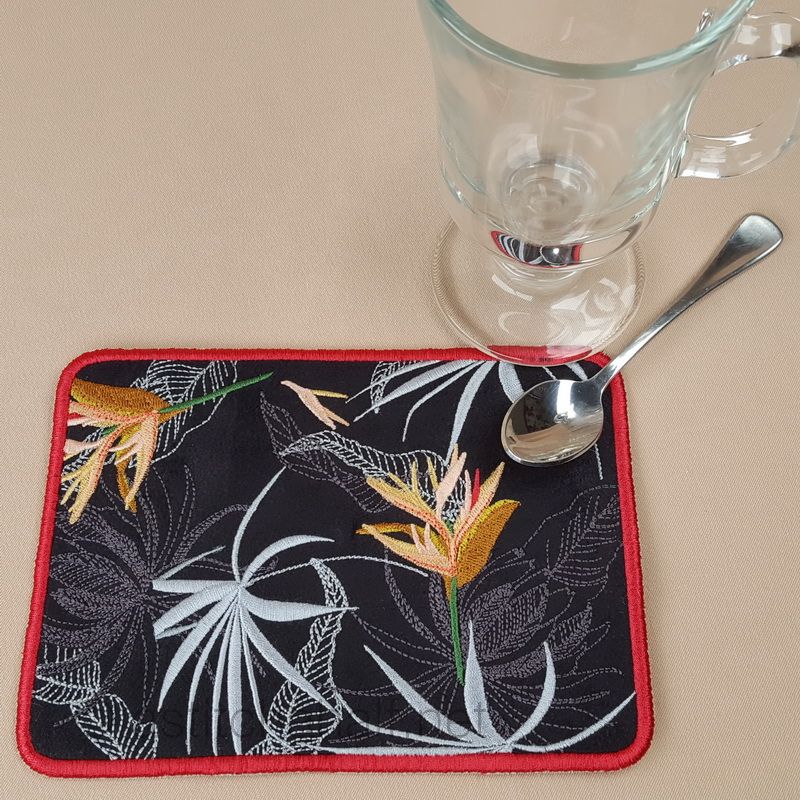 Strelitzia Mug Rug and Coaster set - a-stitch-a-half