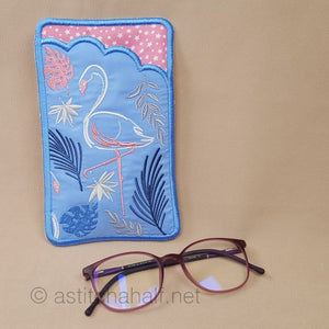 Flamingo Brush Strokes Eyeglass Case - a-stitch-a-half