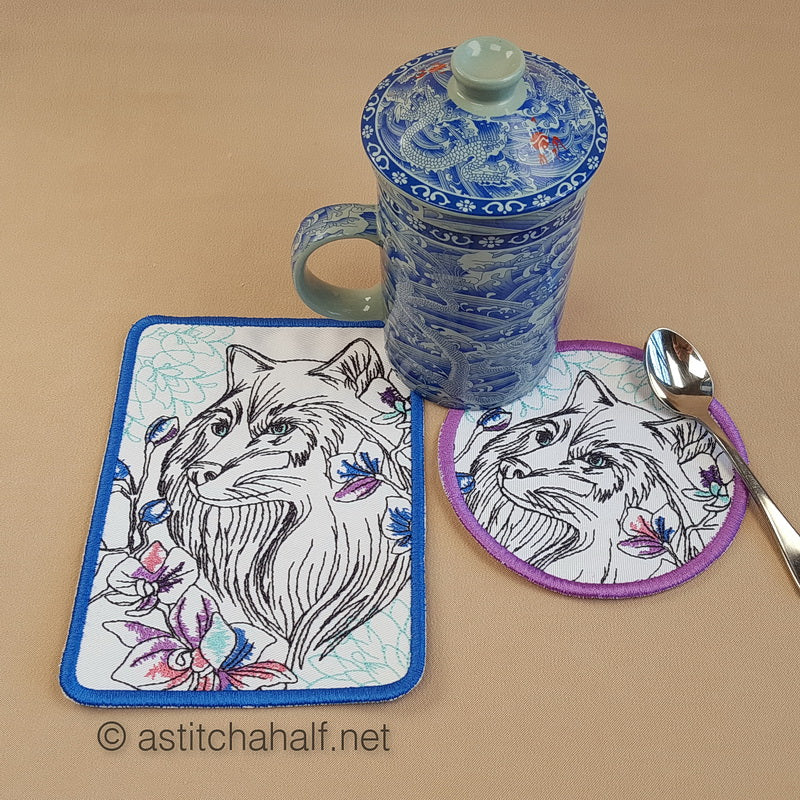 Wild Winter Mug Rug and Coaster set - a-stitch-a-half