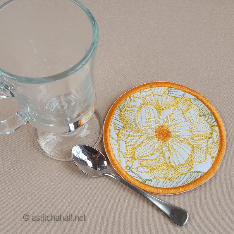 Sweet Sunshine Mug Rug and Coaster set - aStitch aHalf