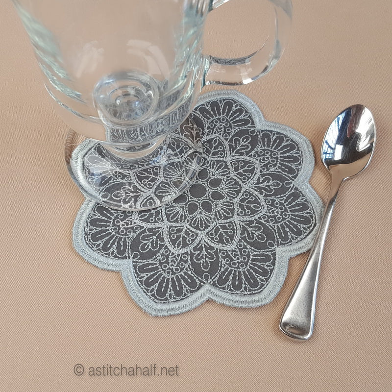 Winter Charm Mug Rug and Coaster set - a-stitch-a-half