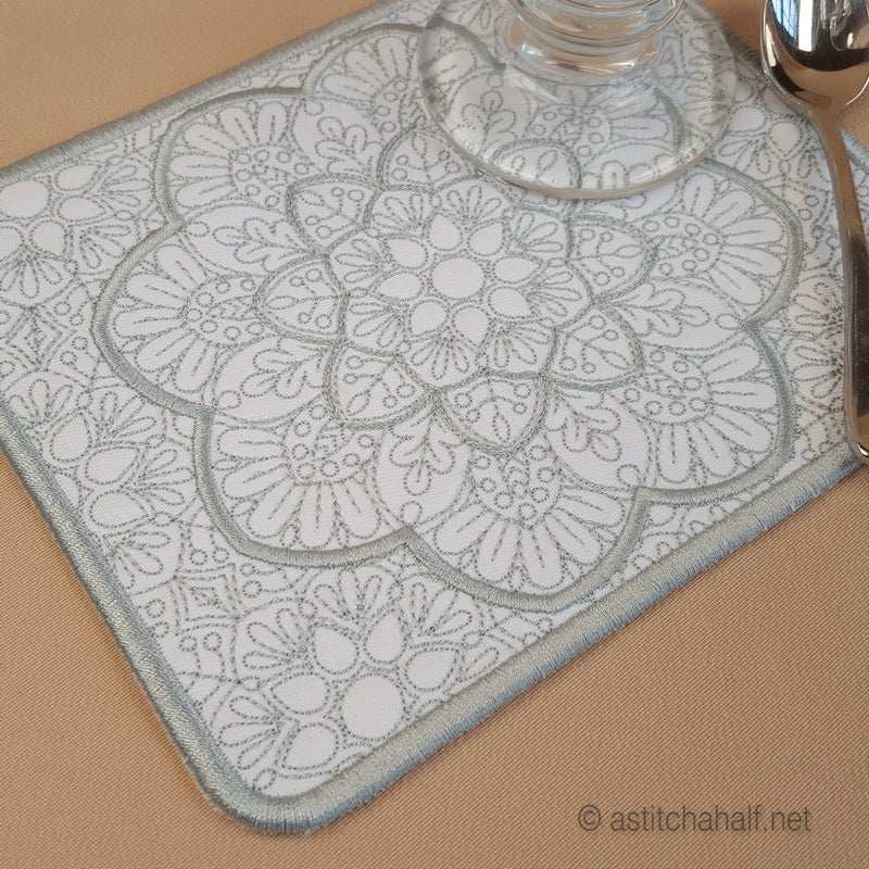 Winter Charm Mug Rug and Coaster set - a-stitch-a-half