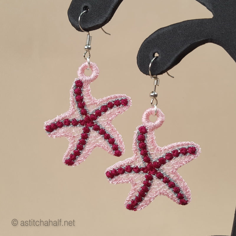 Sweet Sea Star Freestanding Lace Earrings - a-stitch-a-half