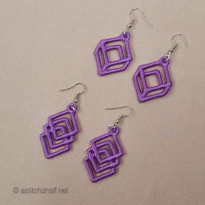 Gorgeous Geometric Freestanding Lace Earrings - a-stitch-a-half