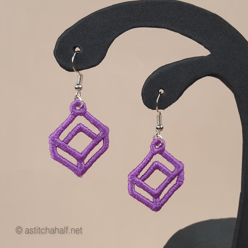 Gorgeous Geometric Freestanding Lace Earrings - a-stitch-a-half