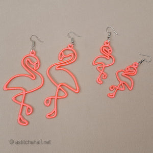 Greater and Lesser Flamingos Freestanding Lace Earrings - a-stitch-a-half