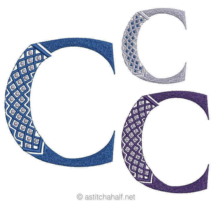 Tudor Monogram Letters C - a-stitch-a-half