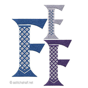 Tudor Monogram Letters F - a-stitch-a-half