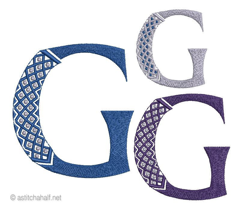 Tudor Monogram Letters G - a-stitch-a-half