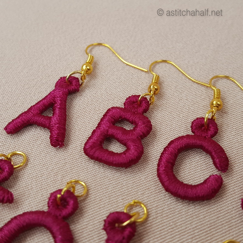 Miniature Monogram Freestanding Lace Earrings Combo - a-stitch-a-half