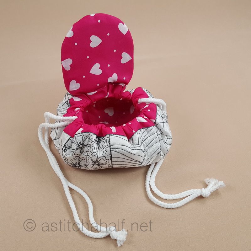 Cherry Blossom Sashiko Circle Bag - a-stitch-a-half