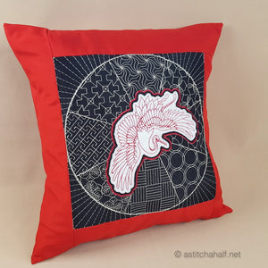 Japanese Crane Decorative Pillow with Reverse Applique