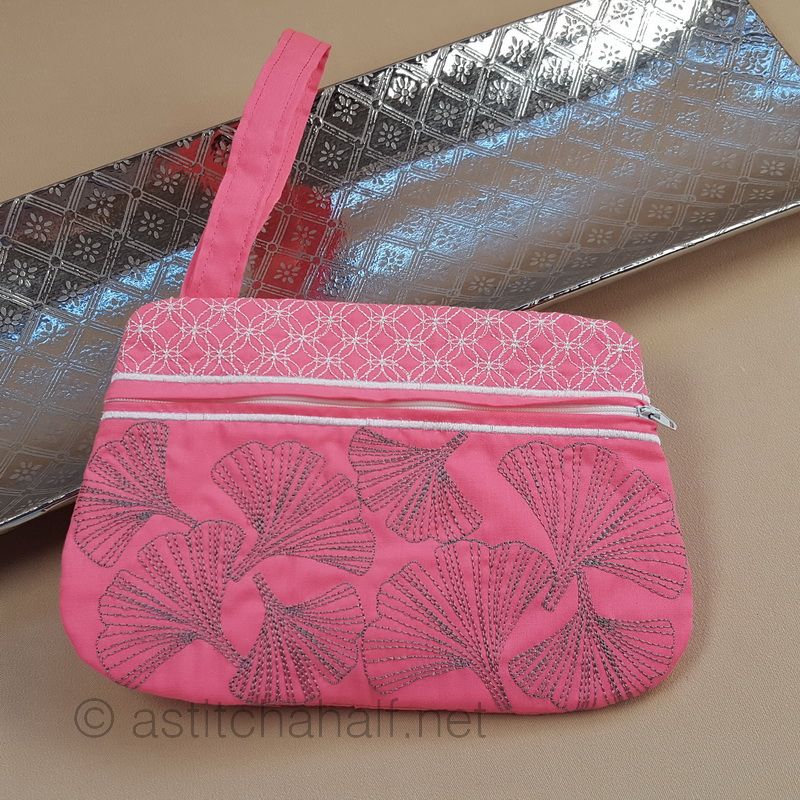 Ginkgo Biloba Wrist Purse Sashiko Style