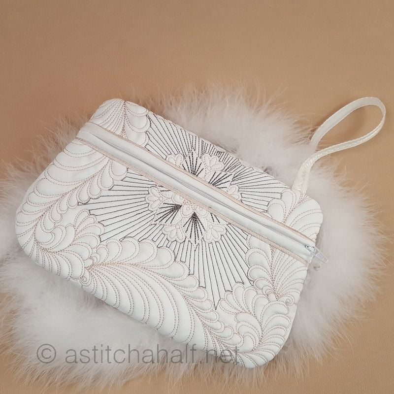 Feathers Latte ITH Wrist Purse - aStitch aHalf