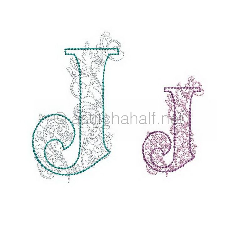 Floraison Monogram Letter J - aStitch aHalf