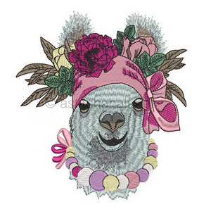 Miss Llama with Floral Quilt Block - aStitch aHalf