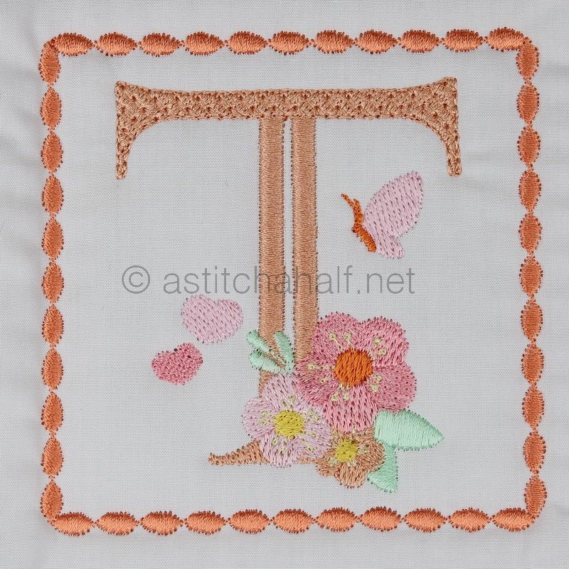 Baby Kisses Letter T - aStitch aHalf