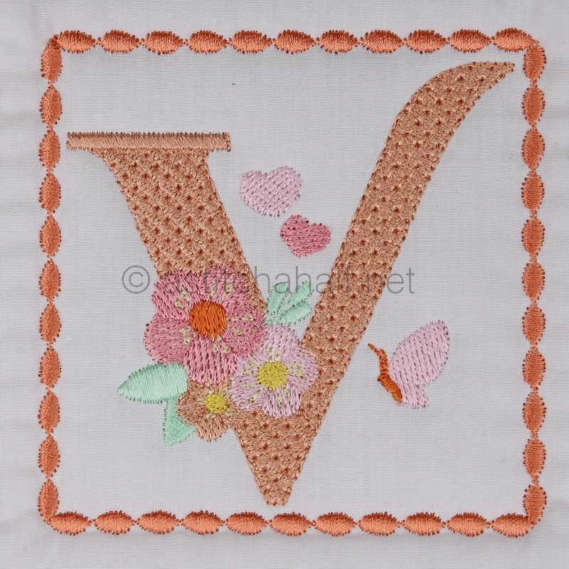 Baby Kisses Letter V - aStitch aHalf