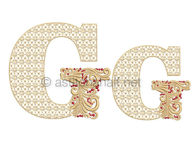 Fireside Monogram Letter G - aStitch aHalf