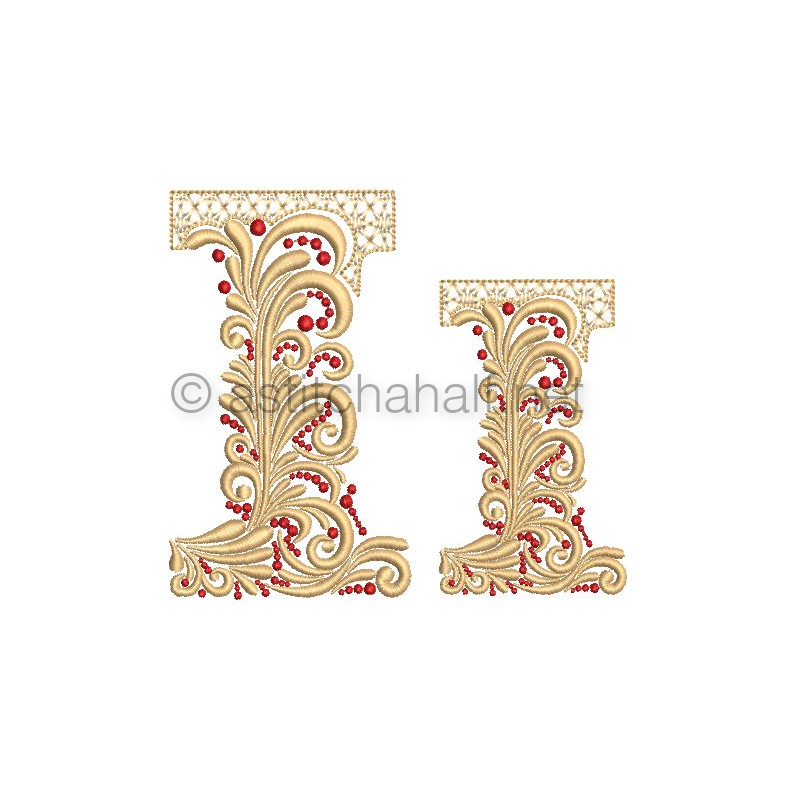Fireside Monogram Letter I - aStitch aHalf