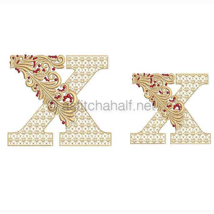 Fireside Monogram Letter X - aStitch aHalf