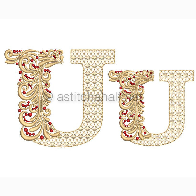 Fireside Monogram Letter U - aStitch aHalf