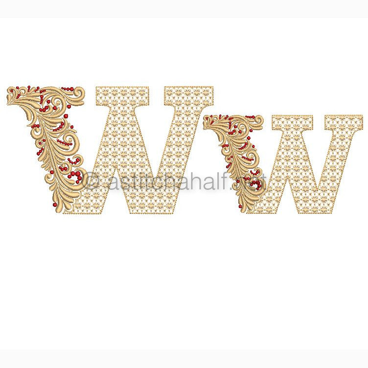 Fireside Monogram Letter W - aStitch aHalf