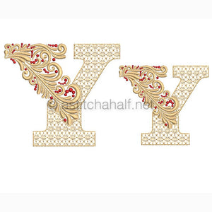 Fireside Monogram Letter Y - aStitch aHalf