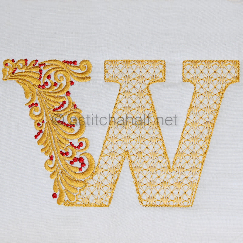 Fireside Monogram Letter W - aStitch aHalf
