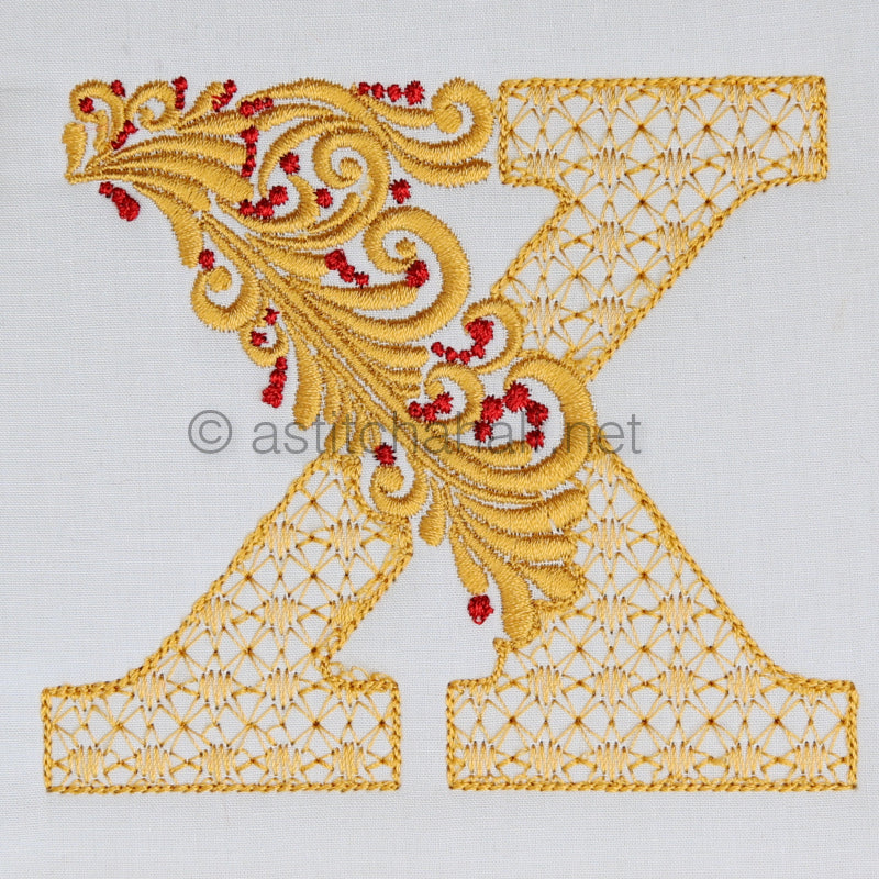 Fireside Monogram Letter X - aStitch aHalf