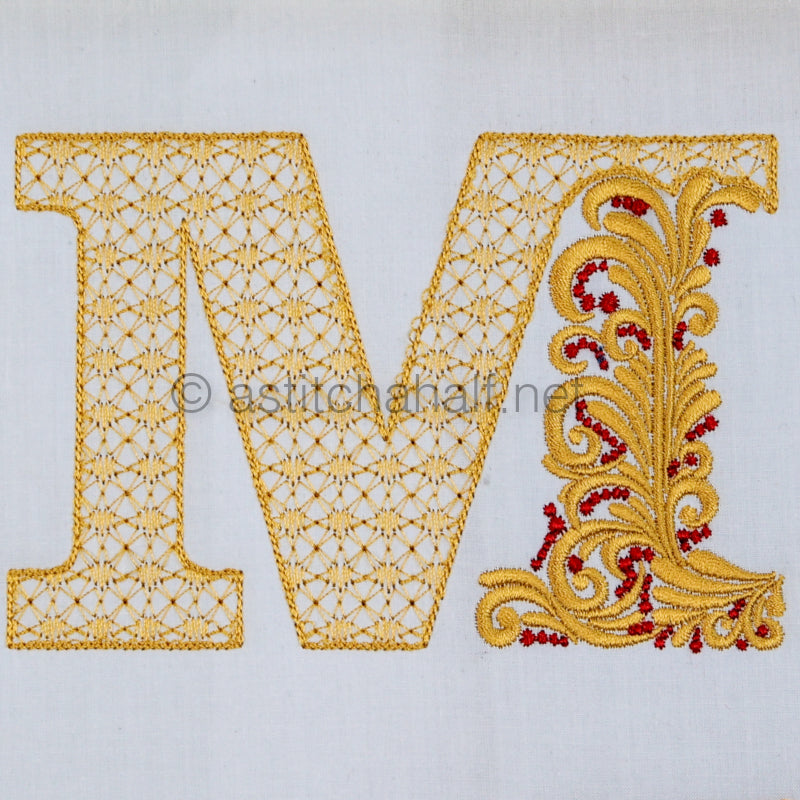 Fireside Monogram Letter M - aStitch aHalf