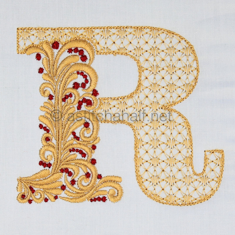 Fireside Monogram Letter R - aStitch aHalf