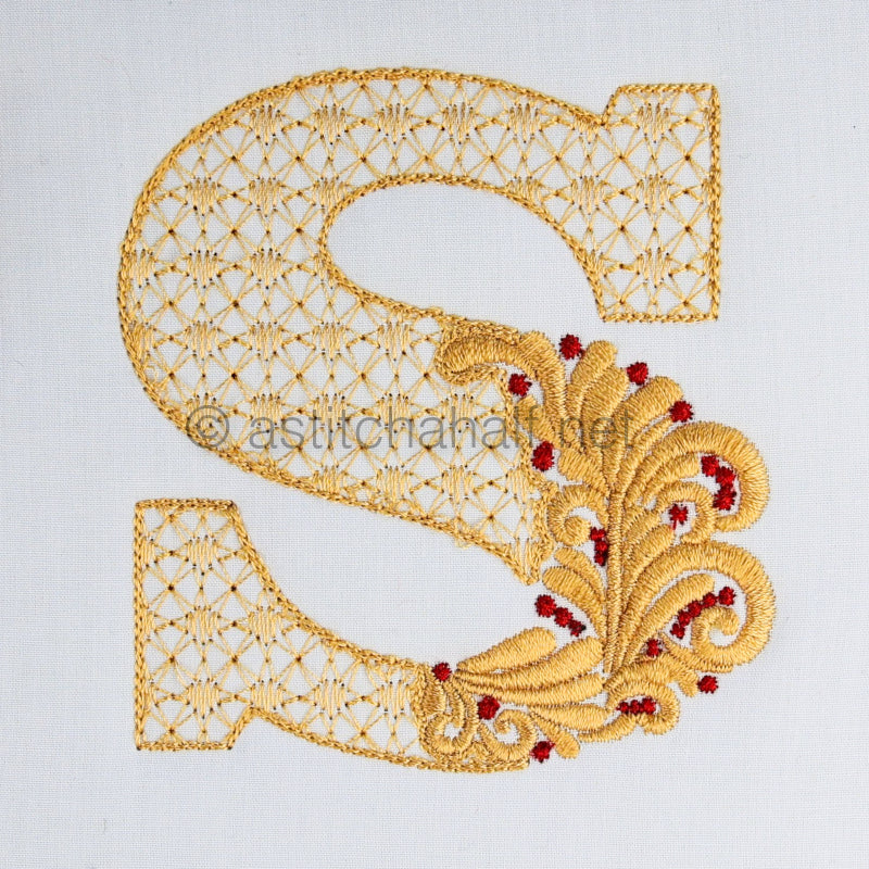 Fireside Monogram Letter S - aStitch aHalf