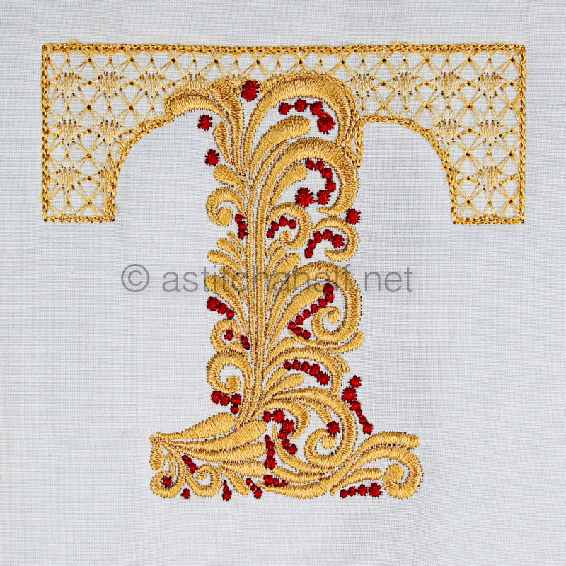 Fireside Monogram Letter T - aStitch aHalf