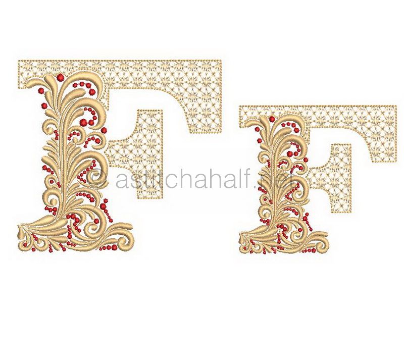 Fireside Monogram Letter F - aStitch aHalf