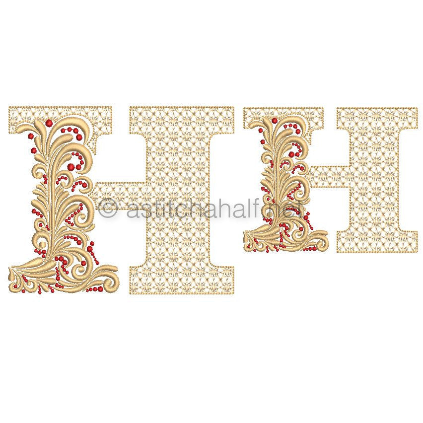 Fireside Monogram Letter H - aStitch aHalf