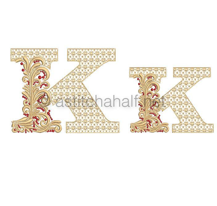 Fireside Monogram Letter K - aStitch aHalf