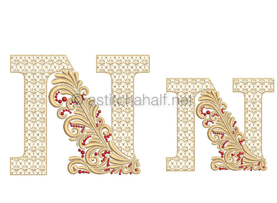 Fireside Monogram Letter N - aStitch aHalf