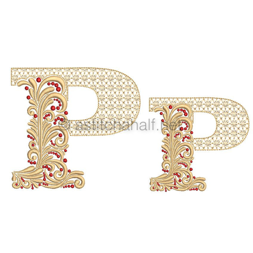 Fireside Monogram Letter P - aStitch aHalf
