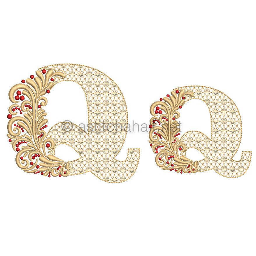 Fireside Monogram Letter Q - aStitch aHalf