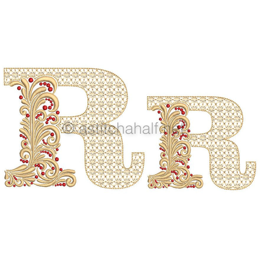 Fireside Monogram Letter R - aStitch aHalf