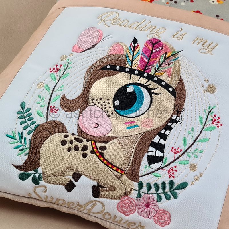 Baby Mustang Reading Pillow Combo - aStitch aHalf