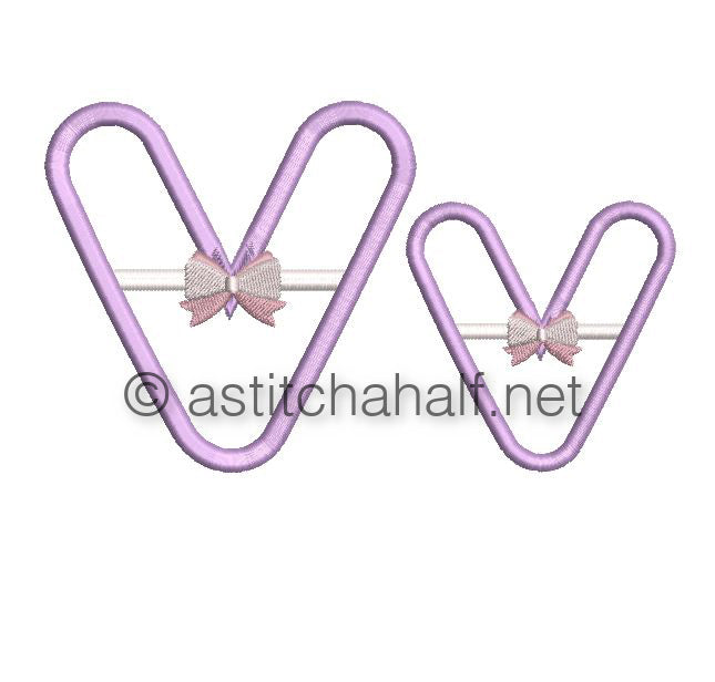 Tiny Tots Monogram V - aStitch aHalf