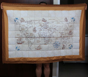 Antique World Map Complete Quilt and Designs Pack - aStitch aHalf