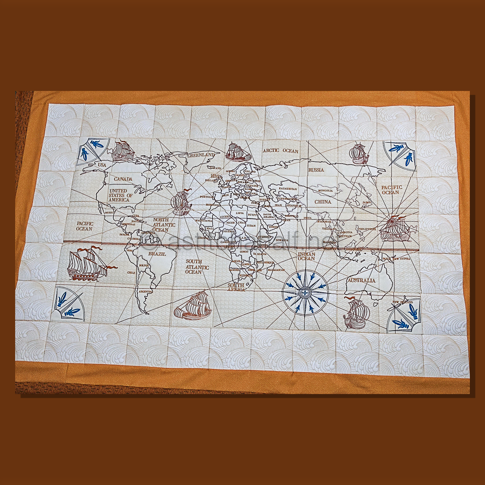 Antique World Map Quilt Combo