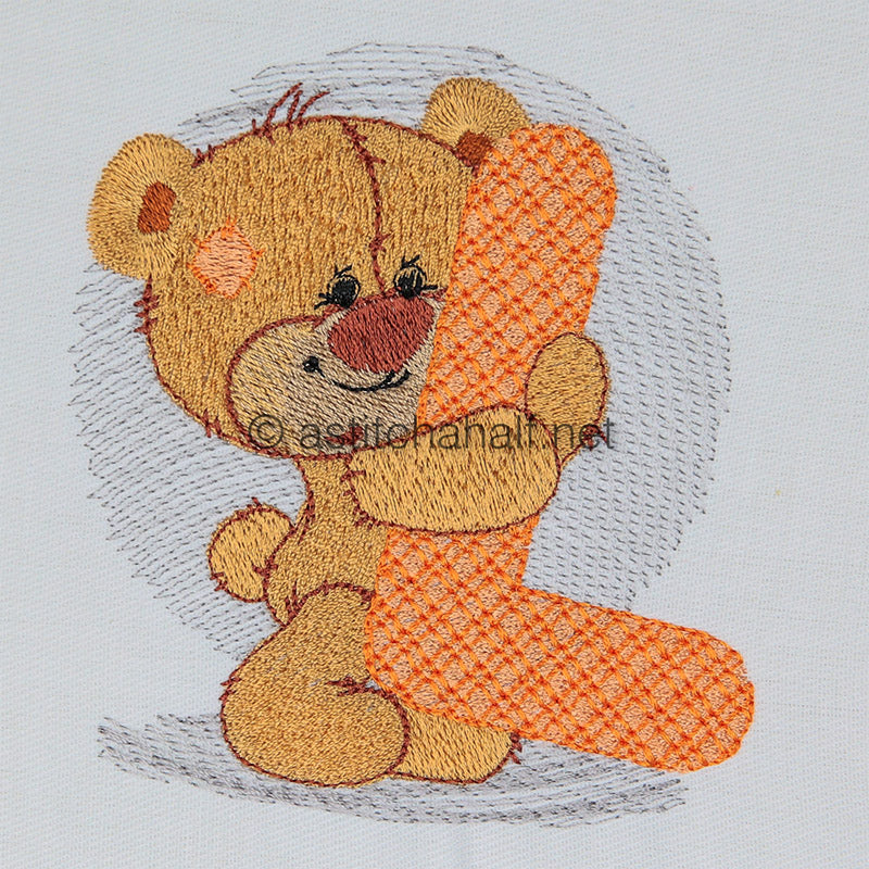 Dimples Bear Monogram L - aStitch aHalf