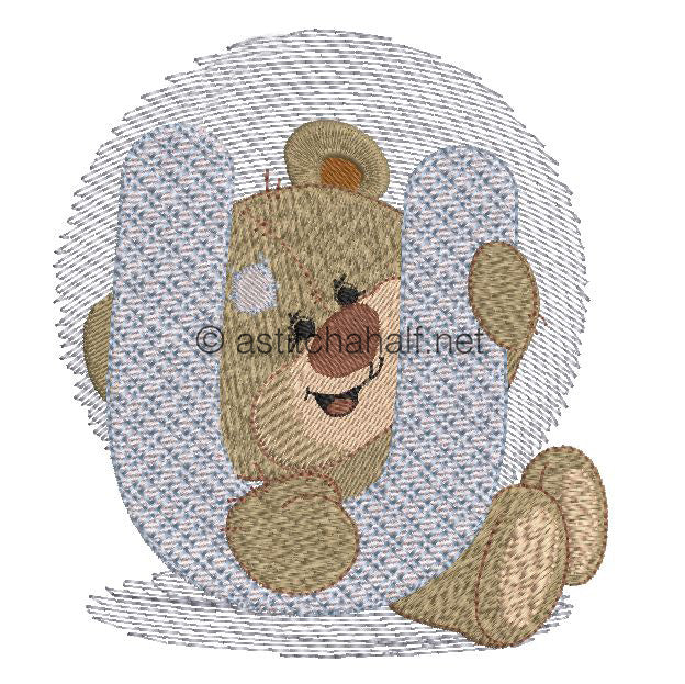 Dimples Bear Monogram U - aStitch aHalf