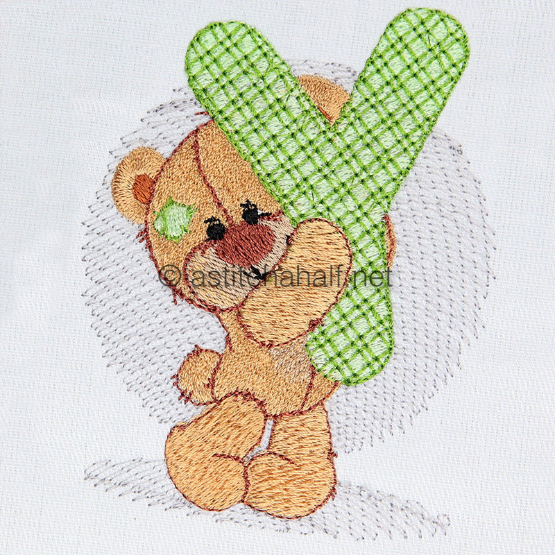 Dimples Bear Monogram Y - aStitch aHalf