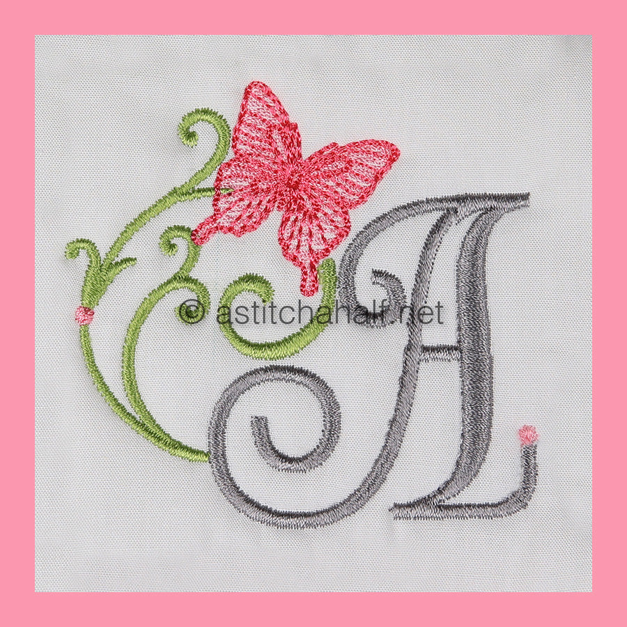 Butterfly Prelude Monogram Letter A - aStitch aHalf