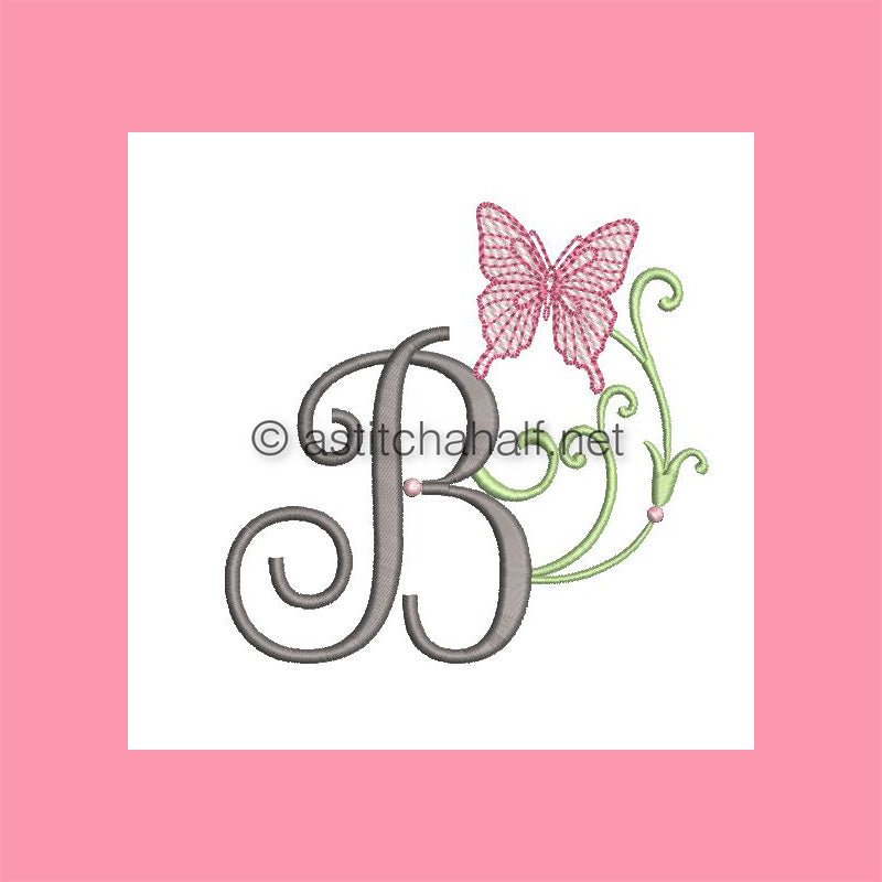Butterfly Prelude Monogram Letter B - aStitch aHalf